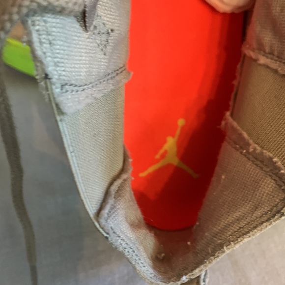 Air Jordon Beige Suede Lace Up High Tops with Neon Green Soles - Picture 10 of 11